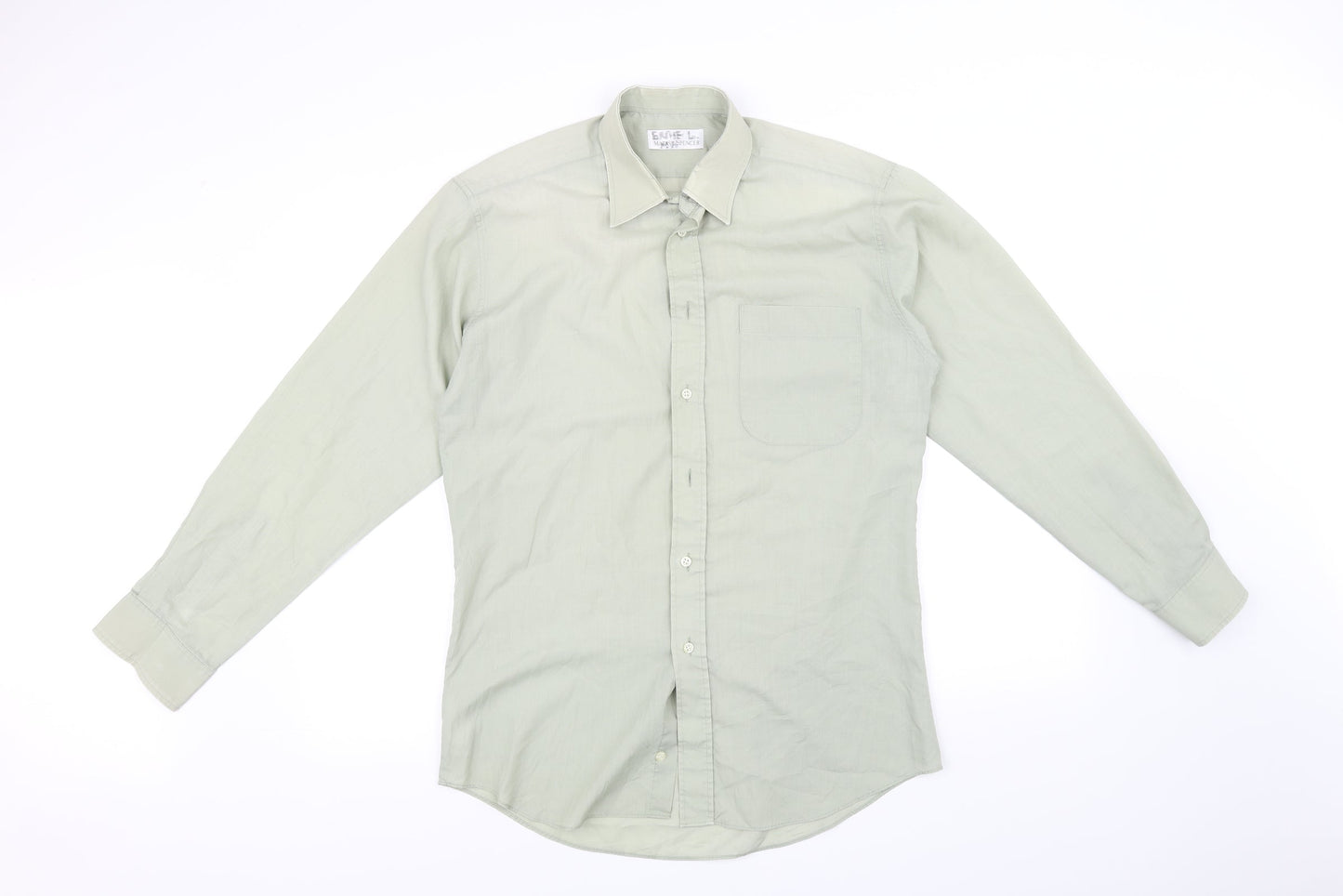 Marks and Spencer Mens Green    Button-Up Size 15