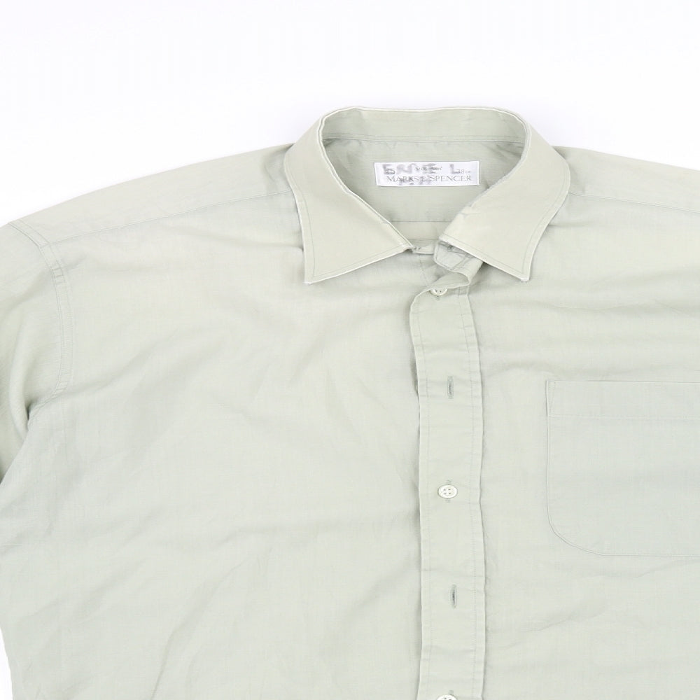Marks and Spencer Mens Green    Button-Up Size 15