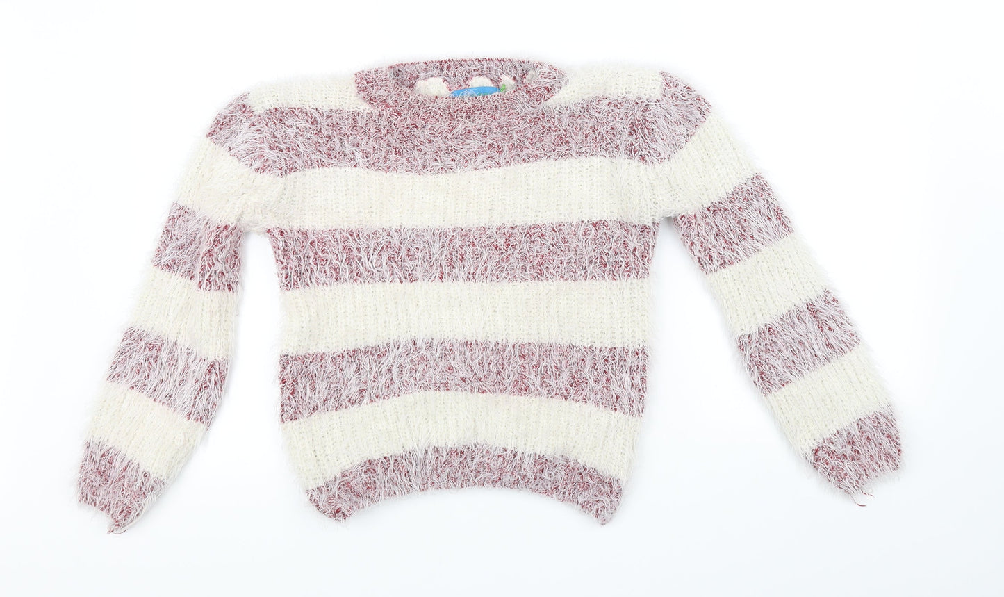 Koopoi Girls White Striped  Pullover Jumper One Size
