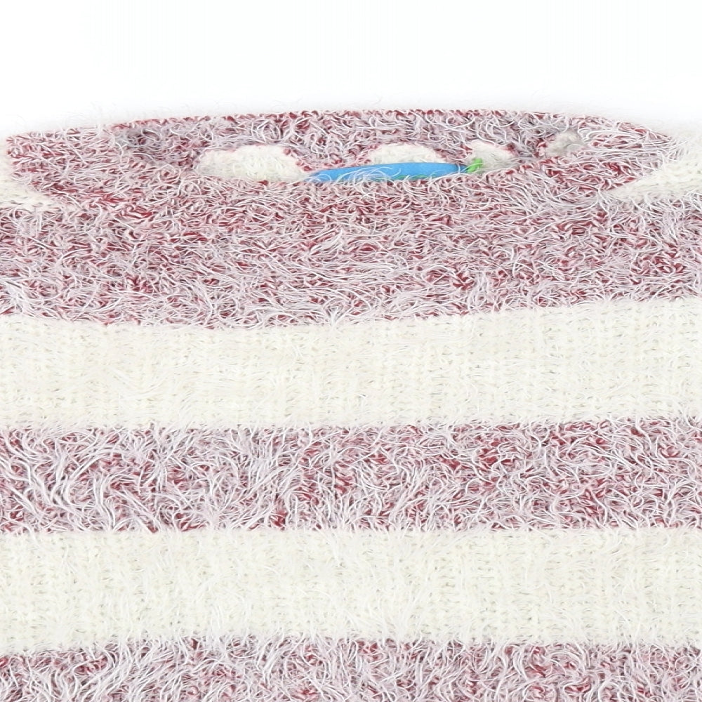 Koopoi Girls White Striped  Pullover Jumper One Size