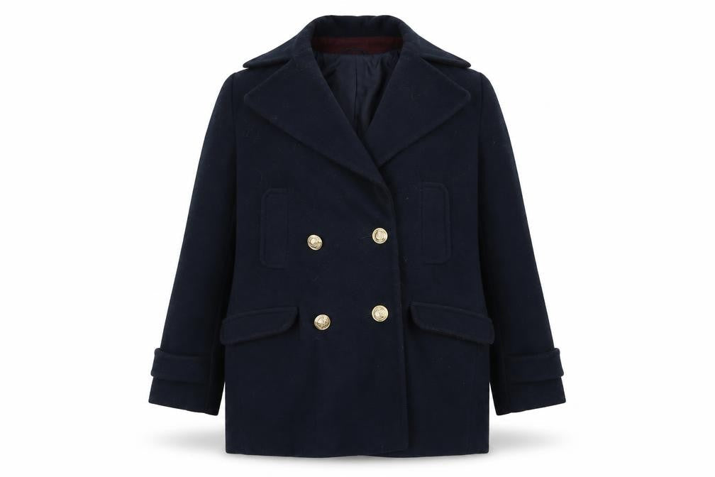 Front view of Atmosphere women’s blue jacket coat, size UK 8