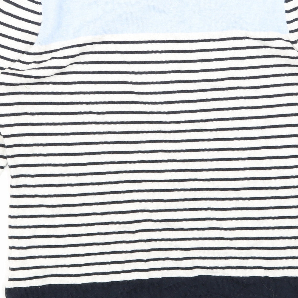 Faithful & True Womens Black Striped  Basic T-Shirt Size 8