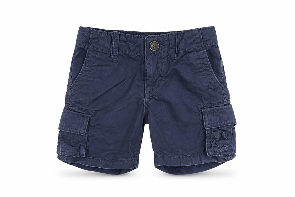 Front view of Gap boys’ blue cargo trousers, size 12-18, months
