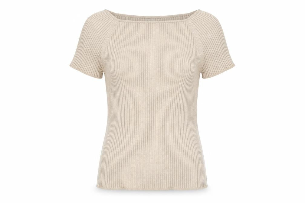 Front view of Grace women’s beige striped jumper, size S