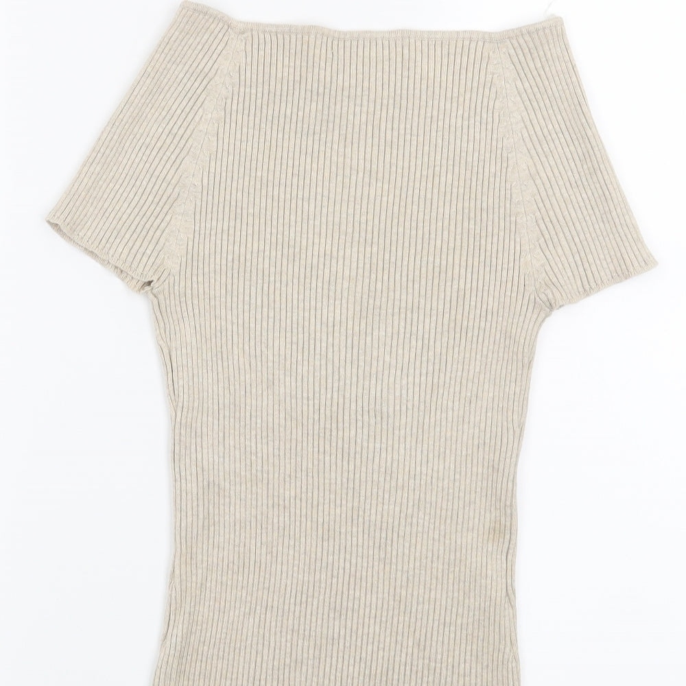 Grace Womens Beige Striped  Pullover Jumper Size S