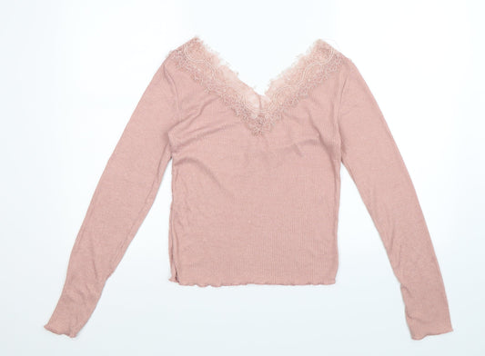 Stradivarius Womens Pink   Basic T-Shirt Size S