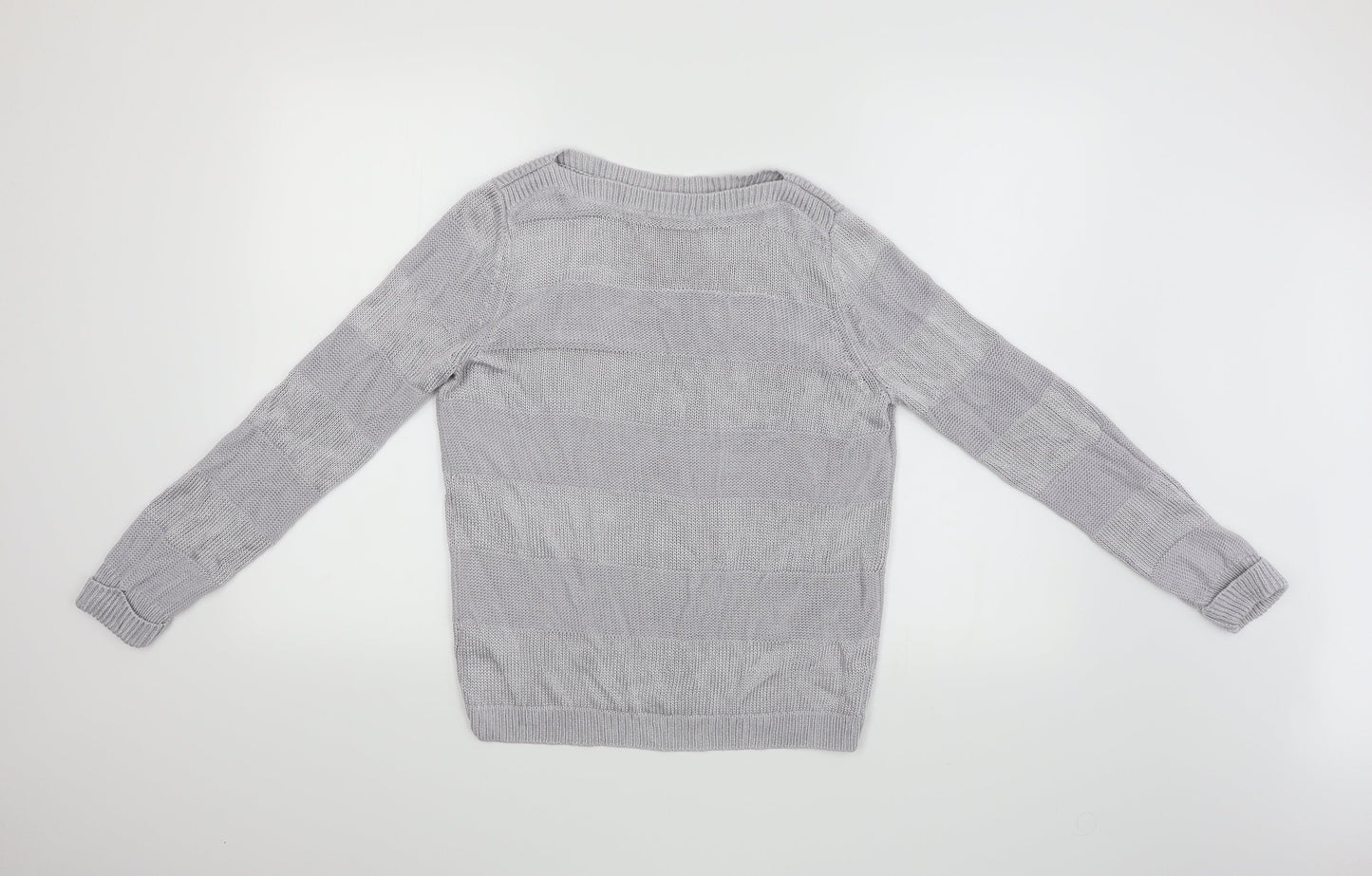 Classic Womens Grey Striped  Pullover Jumper Size 12