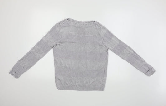 Classic Womens Grey Striped  Pullover Jumper Size 12