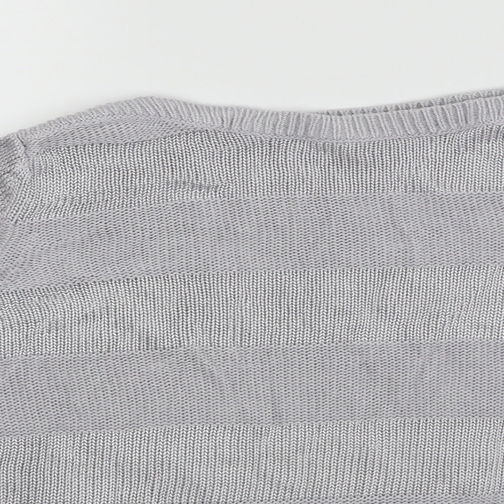 Classic Womens Grey Striped  Pullover Jumper Size 12