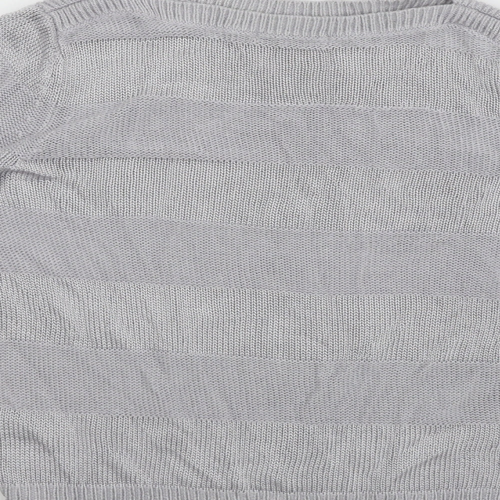 Classic Womens Grey Striped  Pullover Jumper Size 12