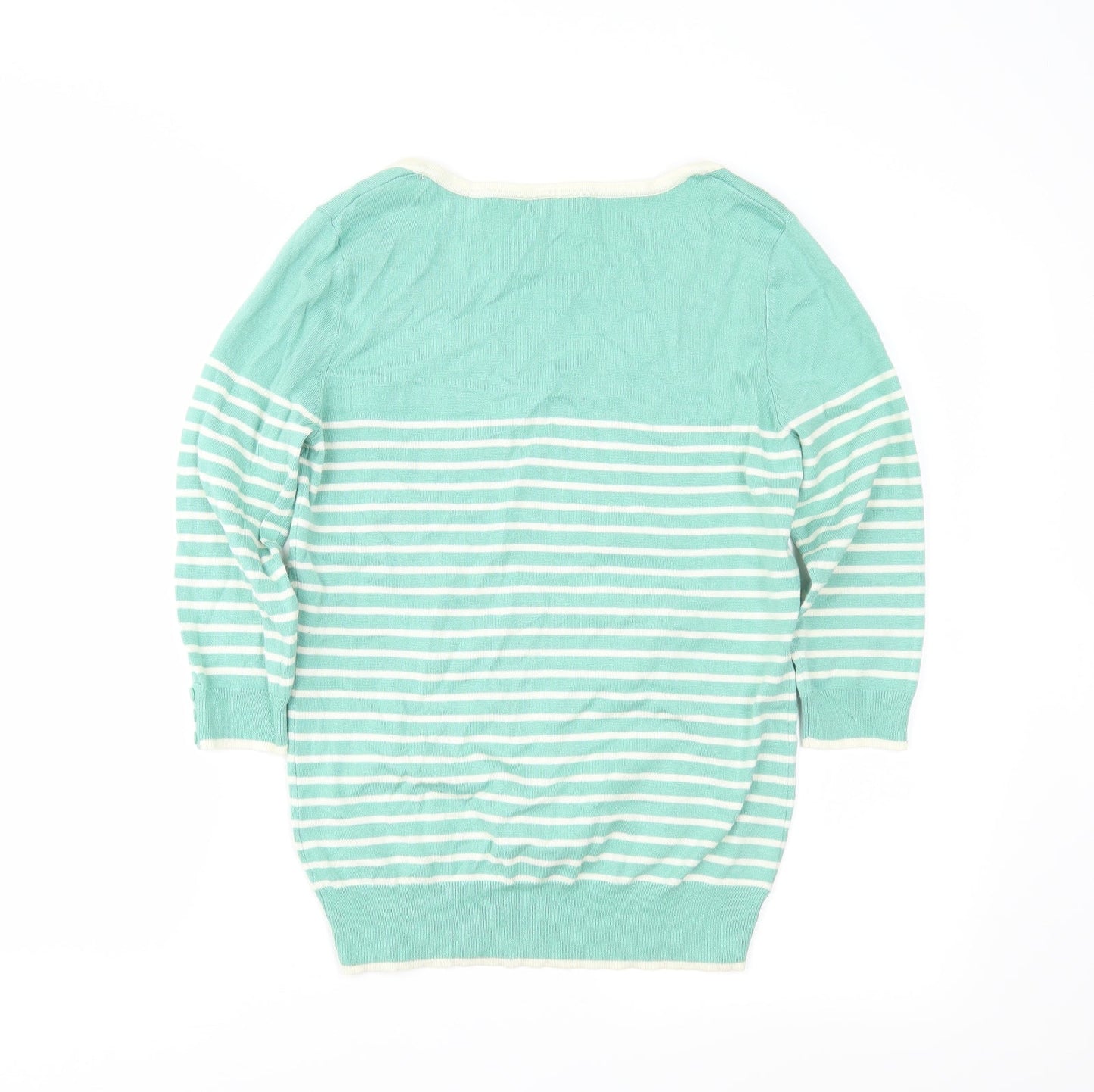 M&Co Womens Green Striped  Pullover Jumper Size 12