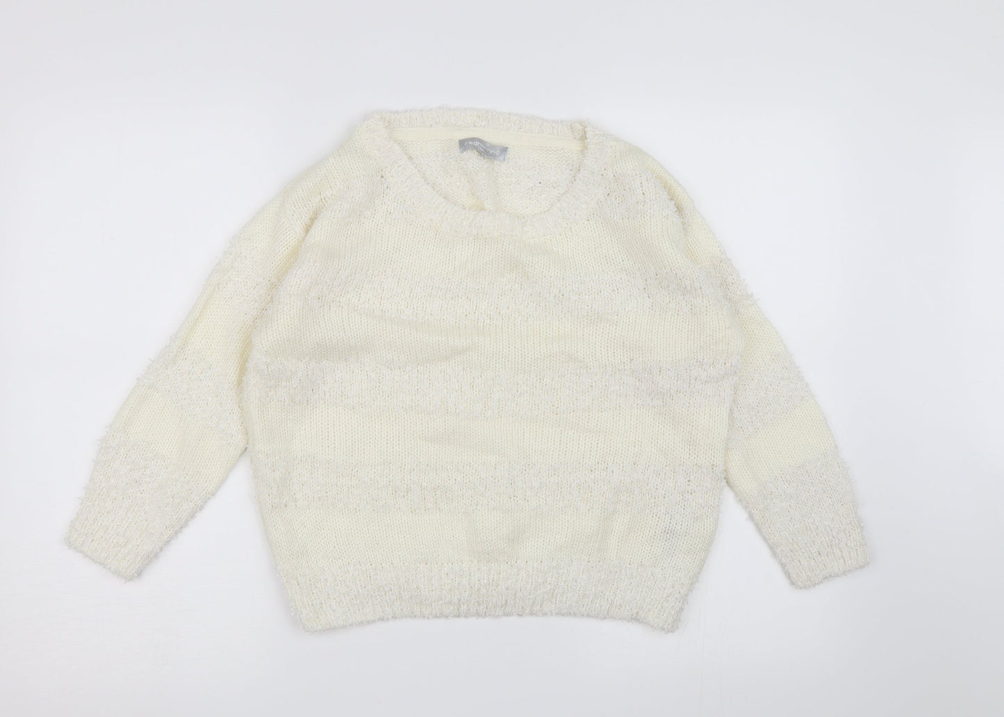 redherring Womens White  Knit Pullover Jumper Size 10
