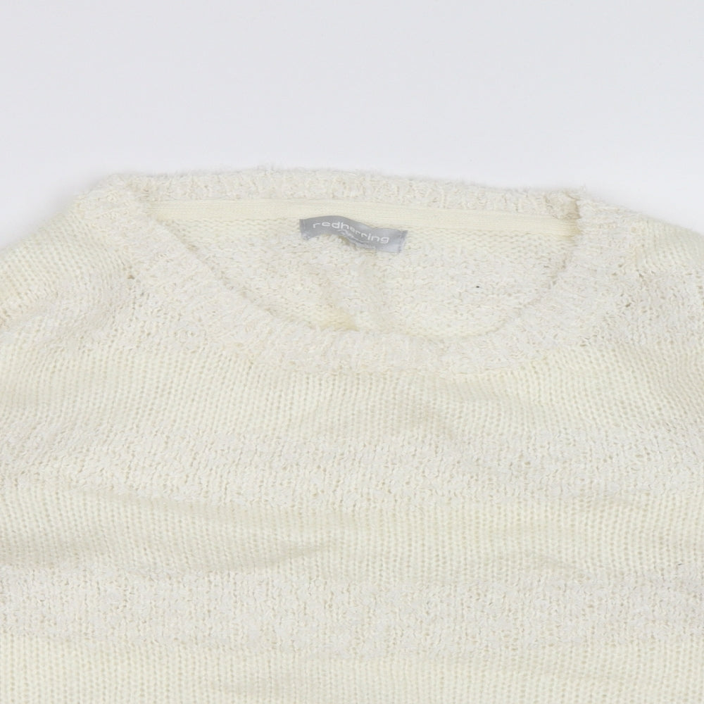 redherring Womens White  Knit Pullover Jumper Size 10