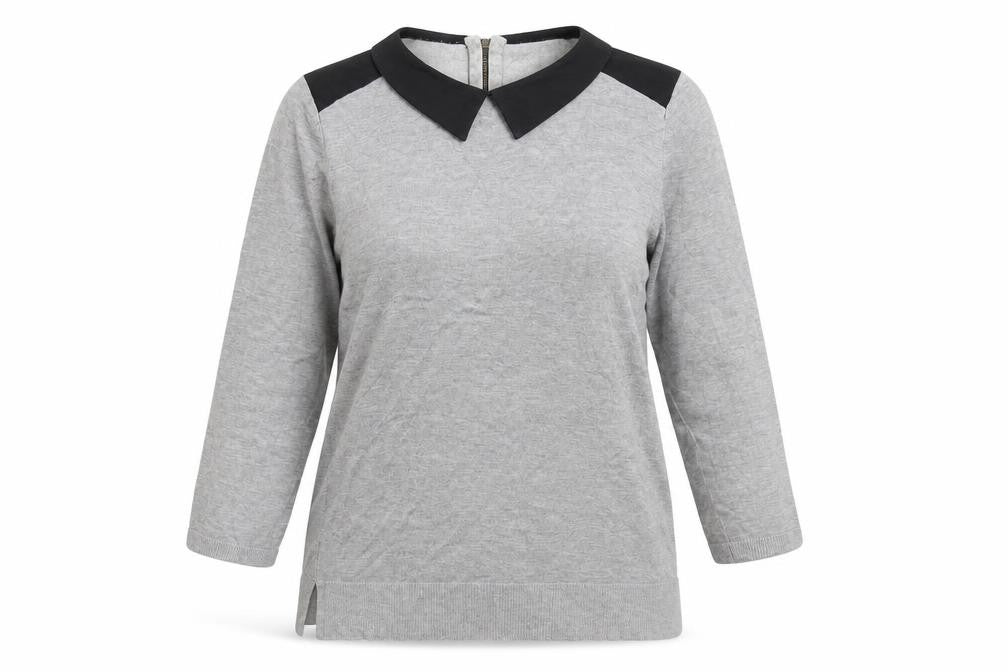Front view of Papaya women’s grey knit jumper, size UK 14