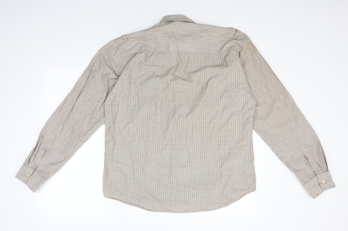 Monsoon Mens Brown Striped   Button-Up Size L