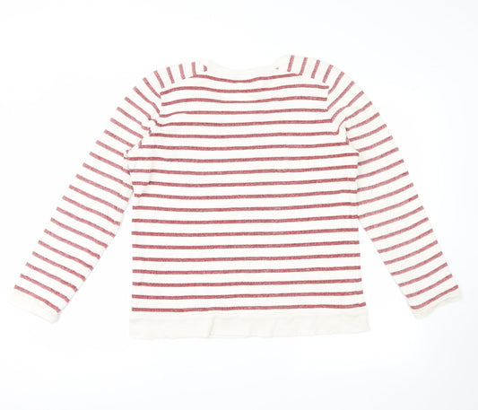 Marks and Spencer Womens White Striped  Pullover Jumper Size 14