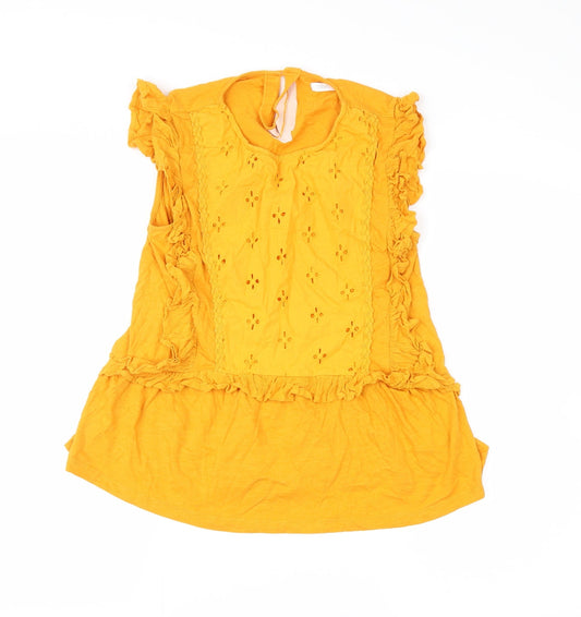NEXT Girls Yellow Floral  Basic Blouse Size 14 Years