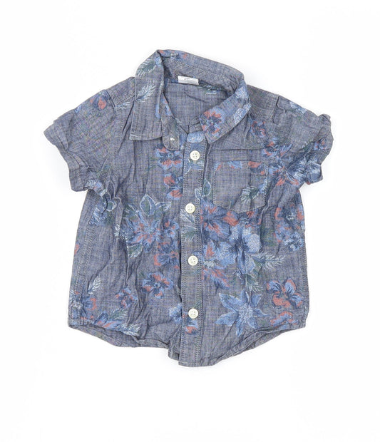 Gap Boys Blue Floral  Basic Button-Up Size 12-18 Months