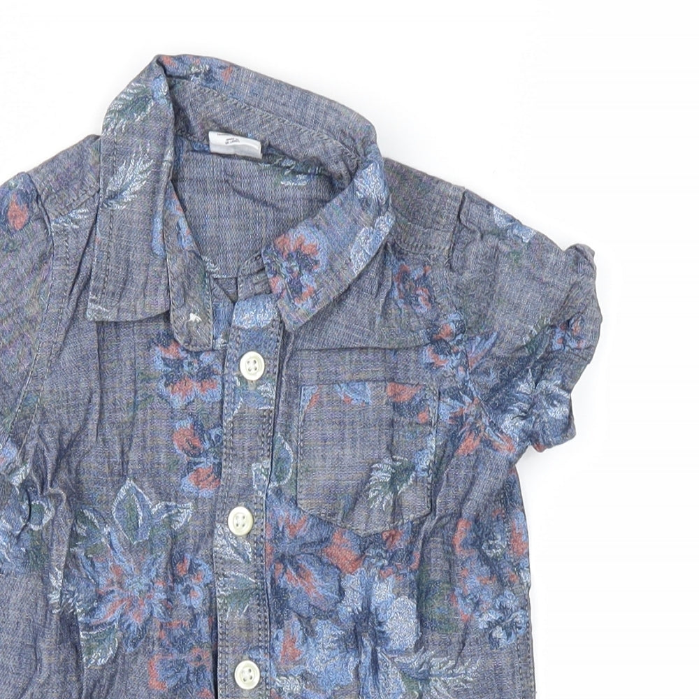 Gap Boys Blue Floral  Basic Button-Up Size 12-18 Months