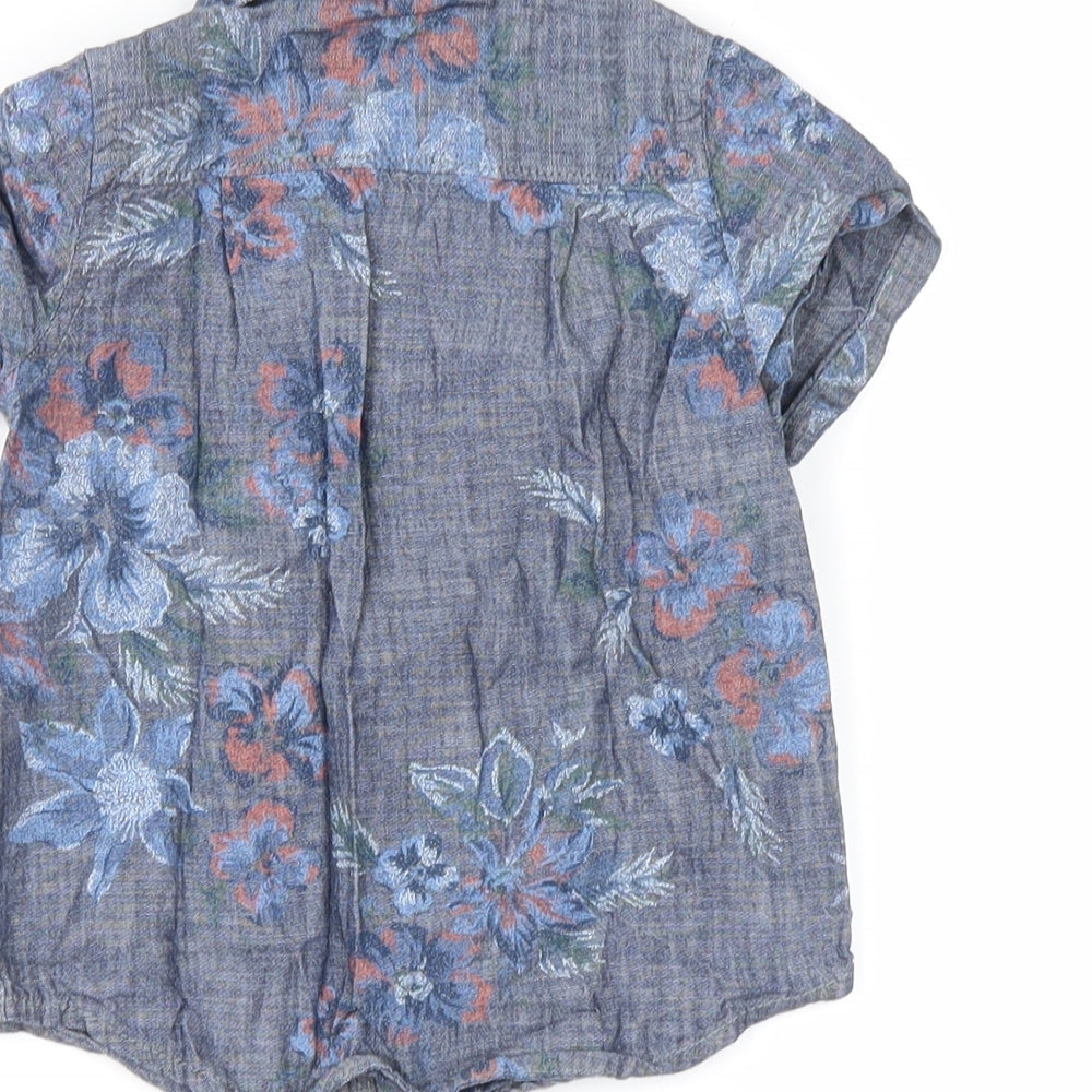 Gap Boys Blue Floral  Basic Button-Up Size 12-18 Months