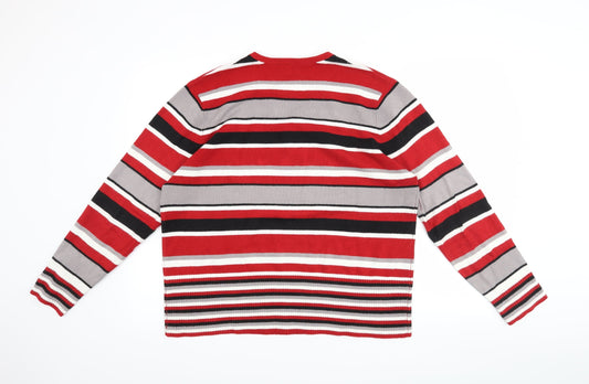 JORDANA Womens Red Striped  Pullover Jumper Size 3XL