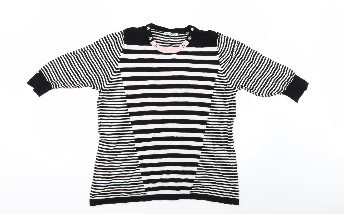 Annabelle Womens White Striped  Basic Blouse Size 14