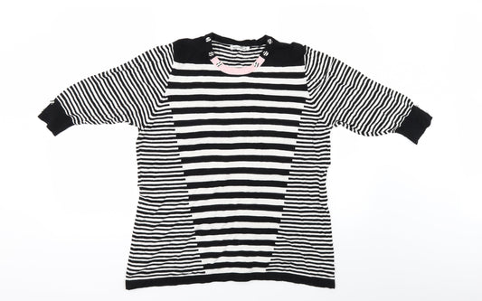 Annabelle Womens White Striped  Basic Blouse Size 14