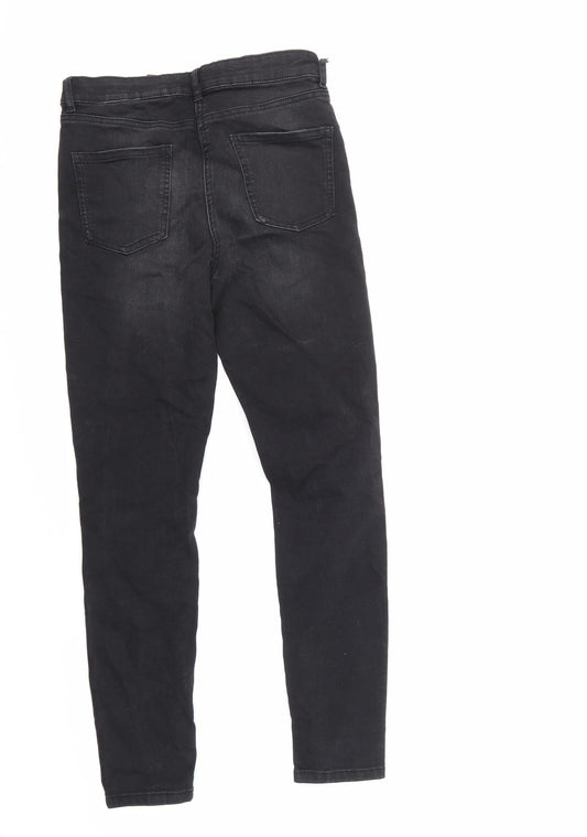 NEXT Womens Black Floral Denim Skinny Jeans Size 8 L28 in