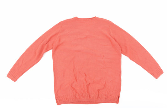 Isle Womens Orange Argyle/Diamond  Pullover Jumper Size M