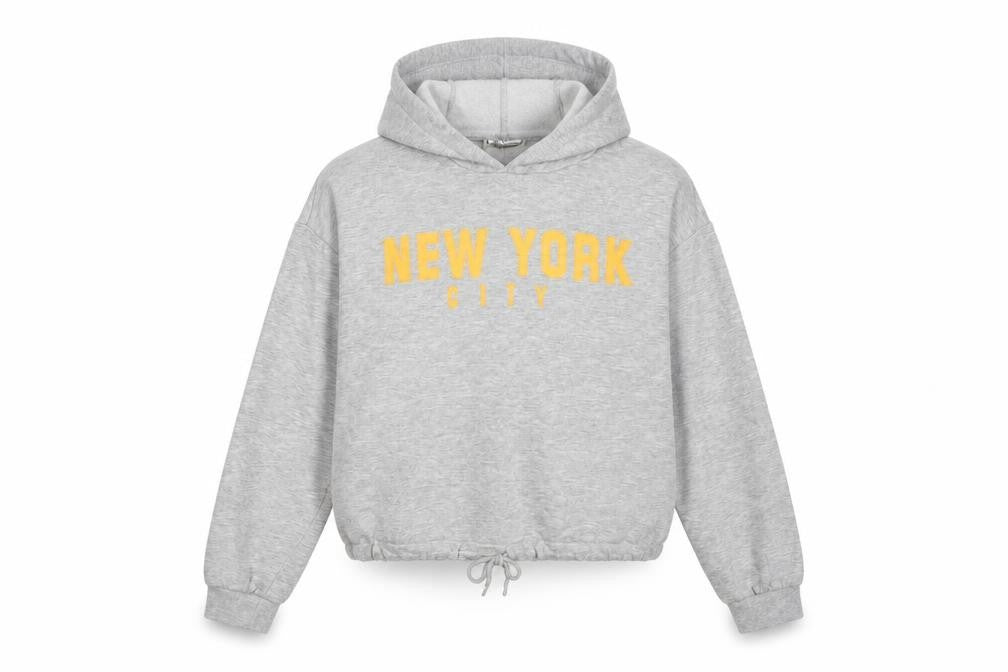 Front view of H&M girls’ grey pullover hoodie, size 14, years