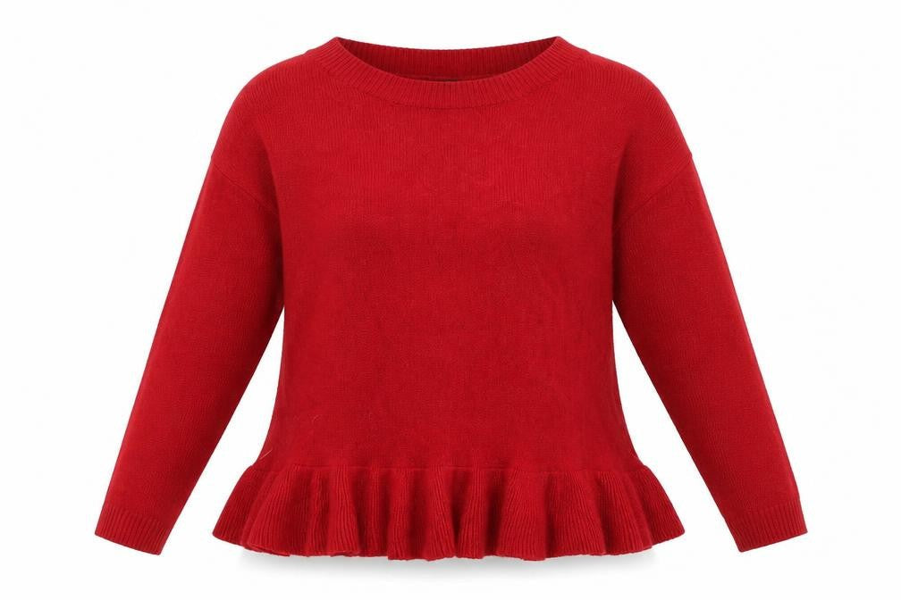 Front view of Papaya women’s red jumper, size UK 10