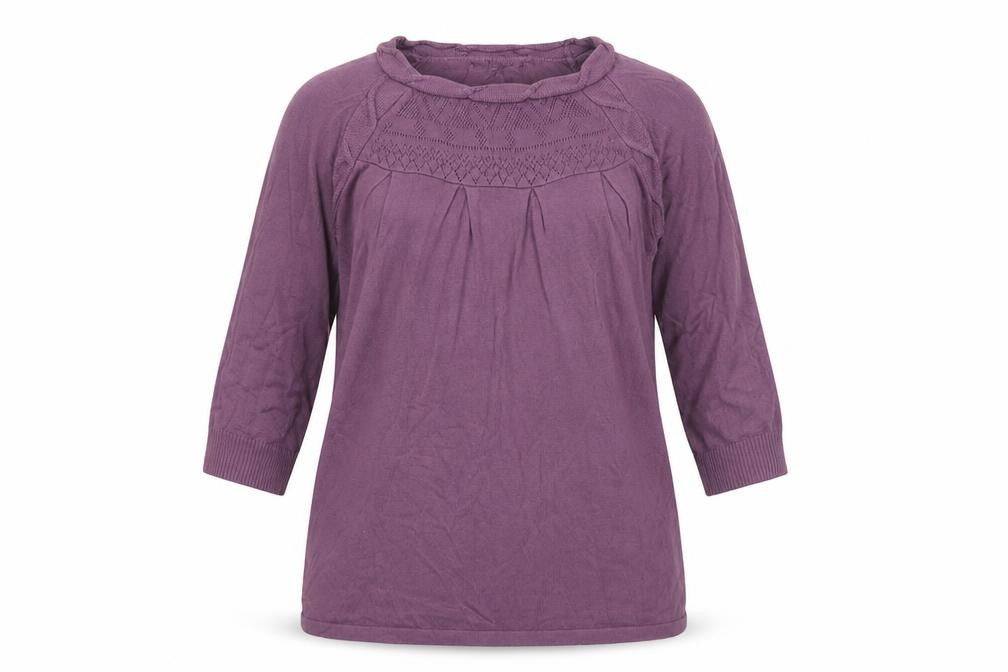 Front view of Klass women’s purple jumper, size M