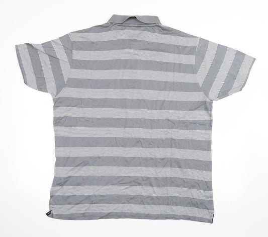 Colin Montgomerie Mens Grey Striped   Polo Size L