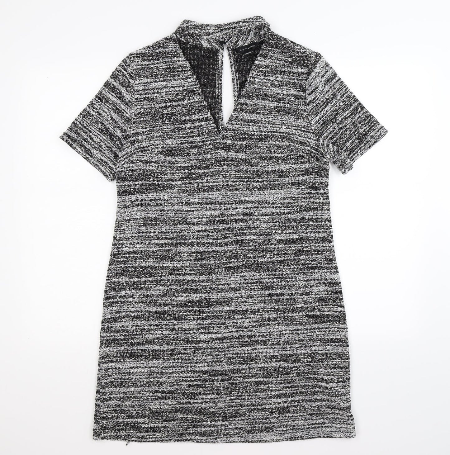 New Look Womens Grey Striped Knit Fit & Flare  Size 12