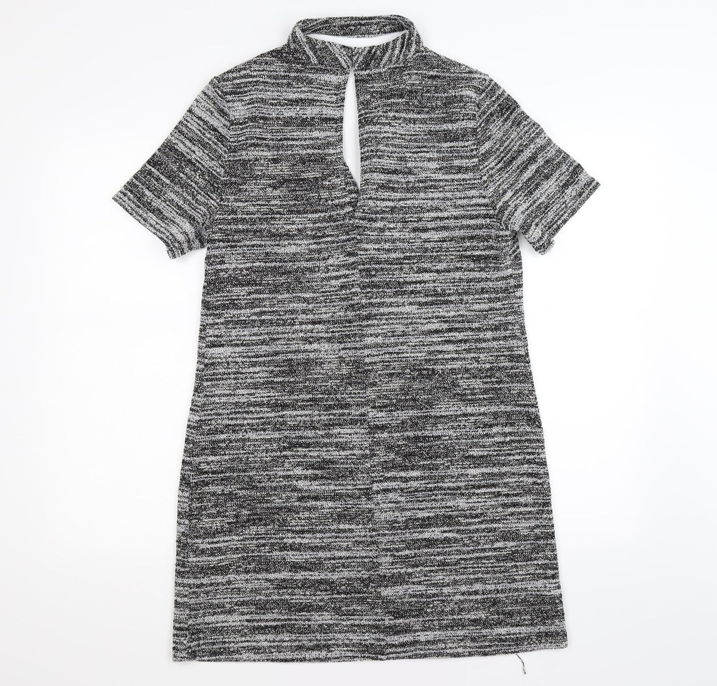 New Look Womens Grey Striped Knit Fit & Flare  Size 12