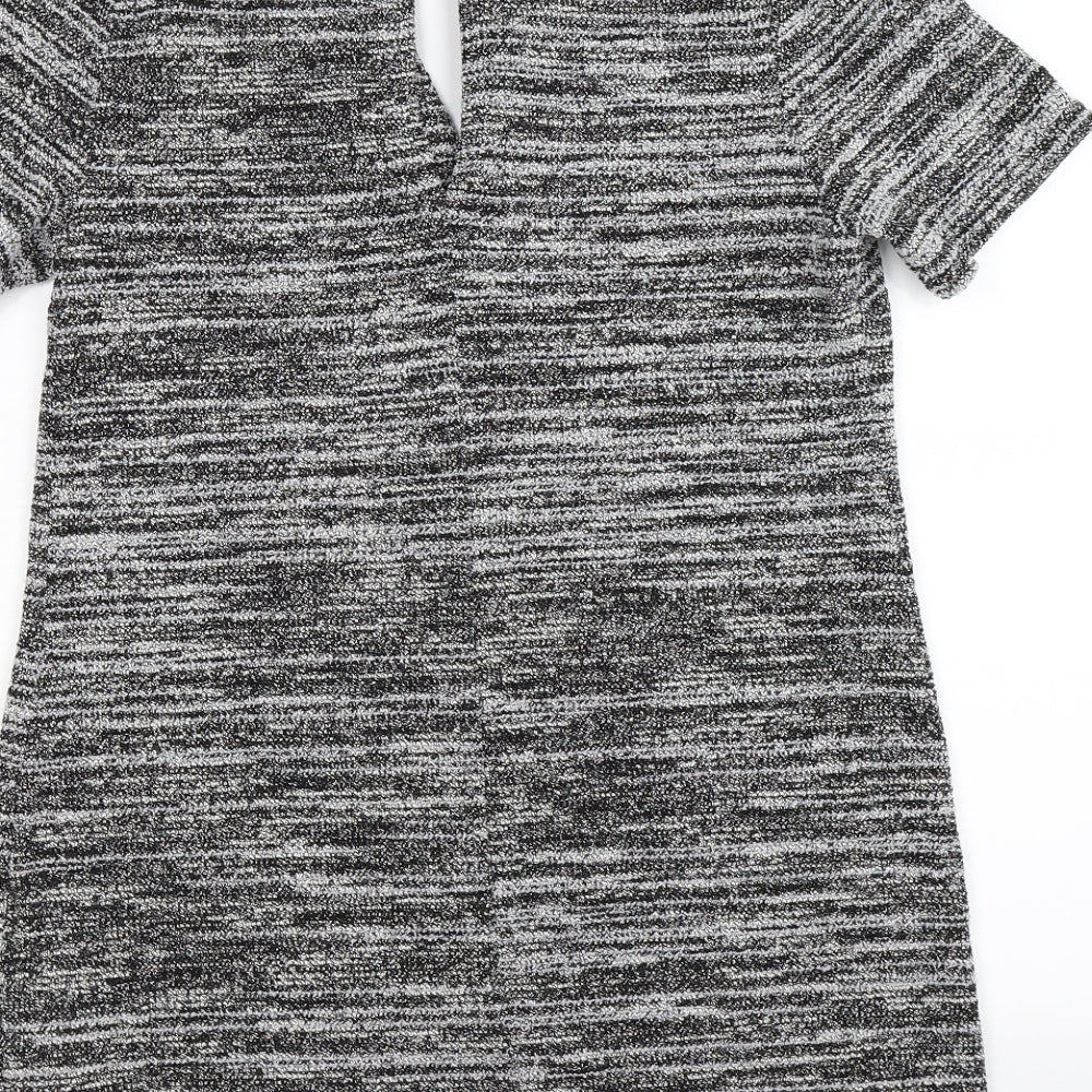 New Look Womens Grey Striped Knit Fit & Flare  Size 12