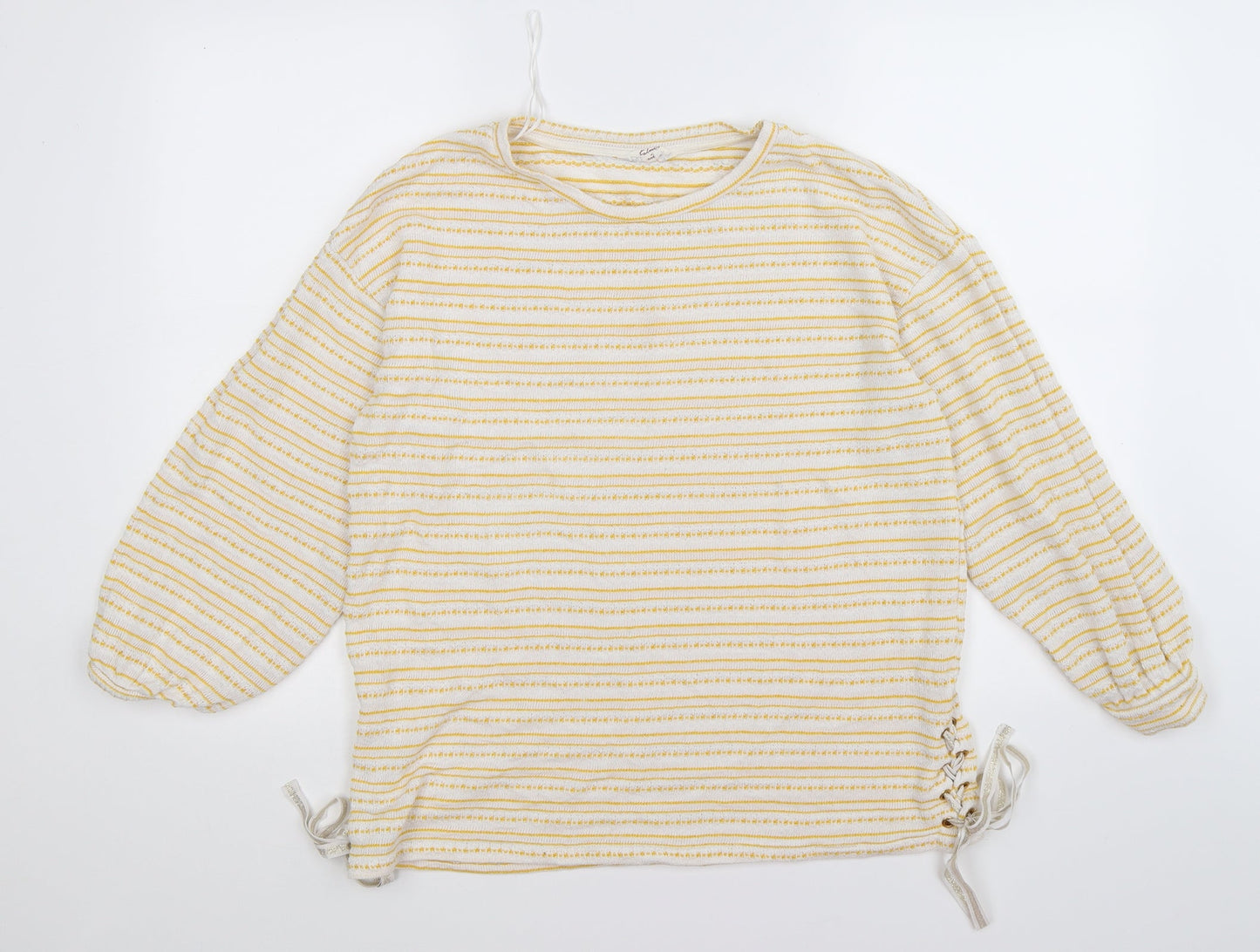 falmer Womens Yellow Striped  Pullover Jumper Size 14
