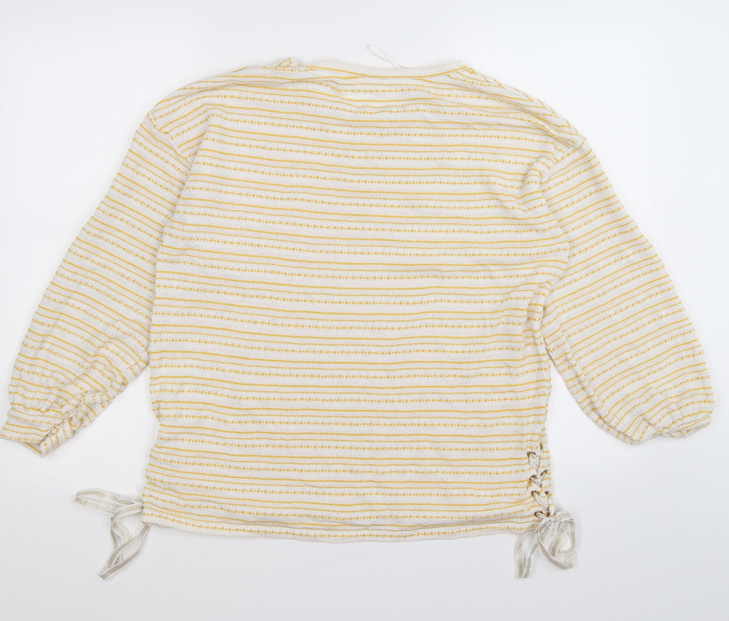 falmer Womens Yellow Striped  Pullover Jumper Size 14