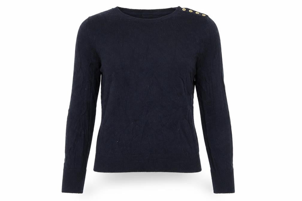 Front view of H&M women’s blue jumper, size M
