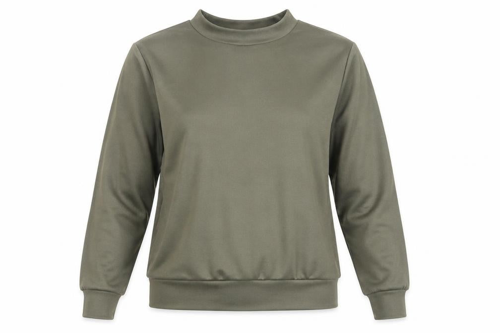 Front view of AX Paris women’s green pullover sweatshirt, size M