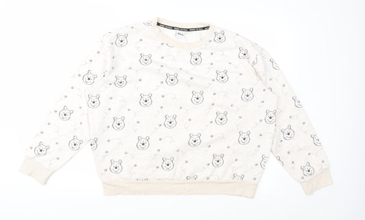 Disney Womens Beige Geometric  Pullover Sweatshirt Size M  - Winnie The Pooh