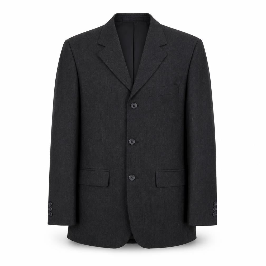 Front view of Burton men’s grey jacket suit jacket, size 36