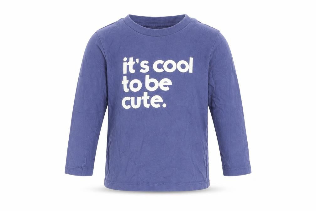 Front view of F&F boys’ blue basic t-shirt, size 12-18, months - cool to be cute