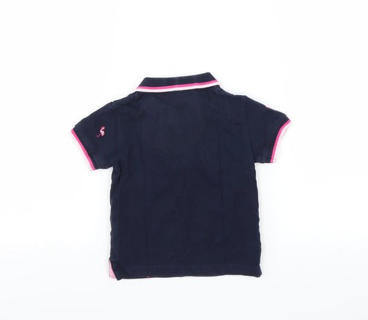 NEXT Girls Blue   Basic Polo Size 12-18 Months  - Flamingo print