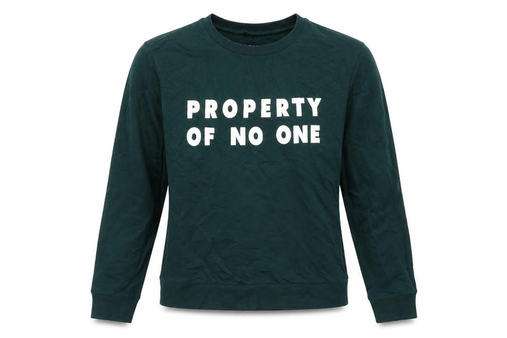 Front view of Divided by H&M women’s green pullover sweatshirt, size S, - property of no one