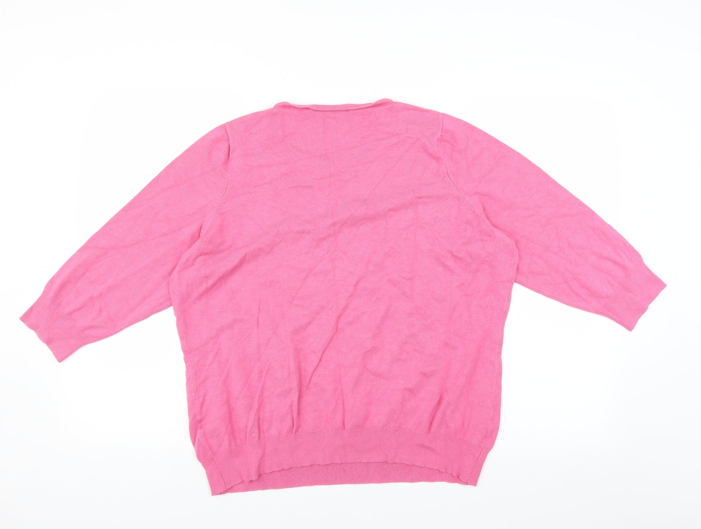 BM Collection Womens Pink   Pullover Jumper Size L  - beaded neckline