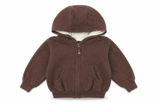 Front view of Mothercare Baby Brown Full Zip Jumper, size 6-9, Months