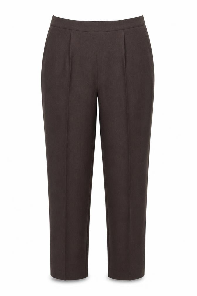 Front view of Le Bon Marché women’s brown trousers, size UK 16, 26-inch leg