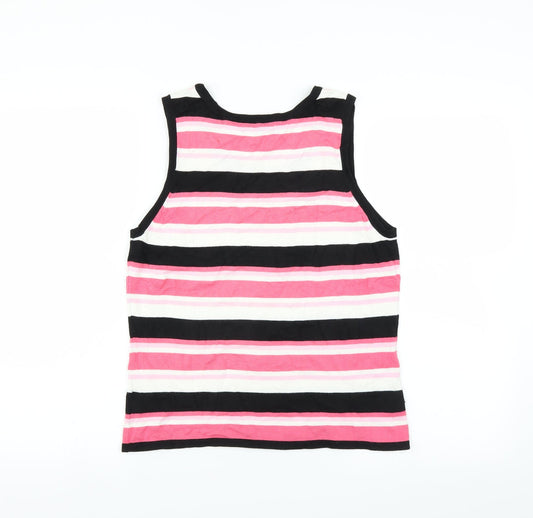 TEXT Womens Pink Striped  Pullover Jumper Size L