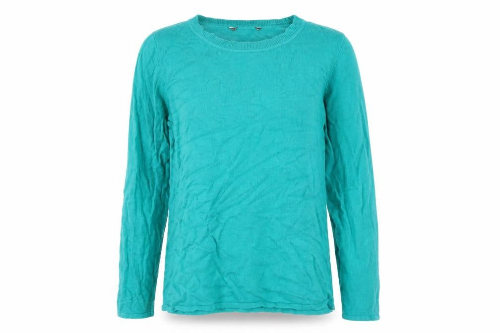 Front view of Bonmarché women’s green jumper, size UK 14